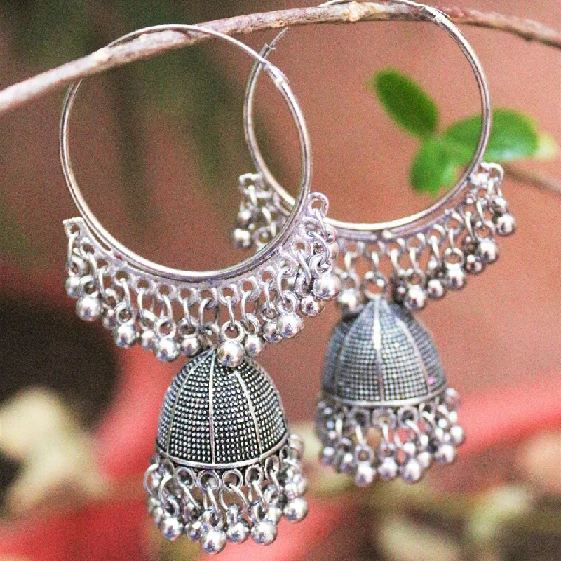 women gold drop earrings -H K Fashion Oxidised Plated Jhumki Earrings