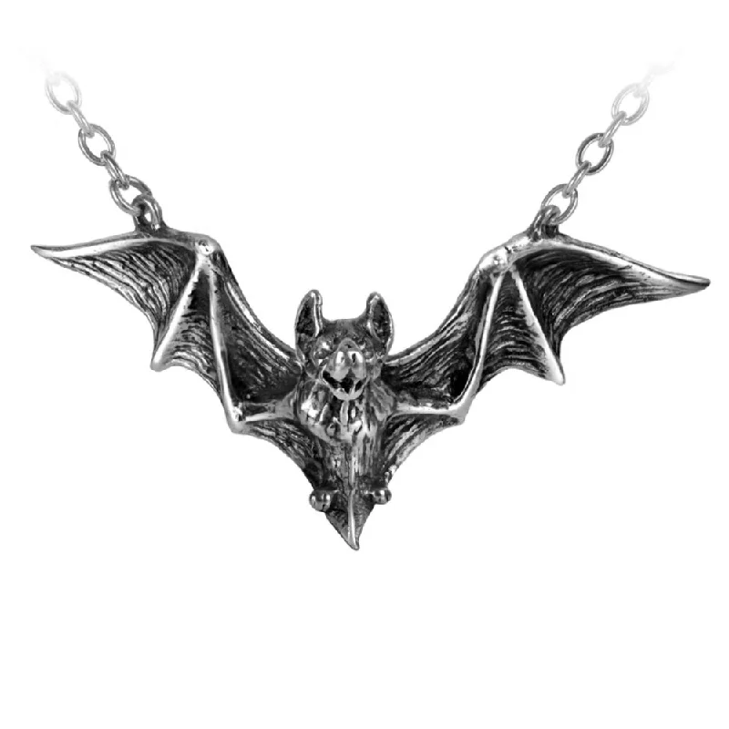 women pendant necklaces -Om Strygia Bat Pendant Necklace by Alchemy Gothic