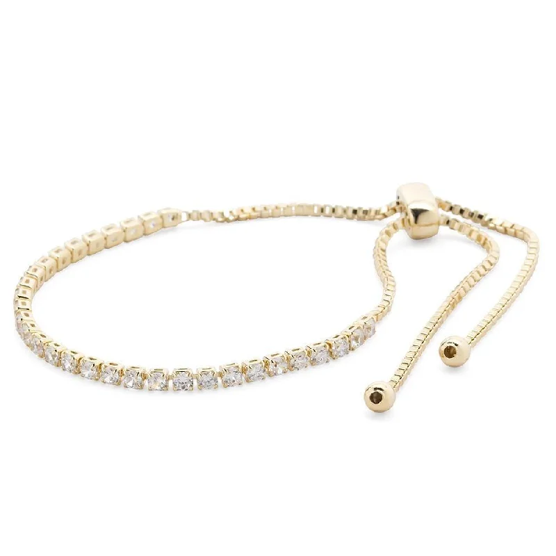 women infinity bracelets -Gold Plated Tiny Square CZ Slide Tennis Bracelet