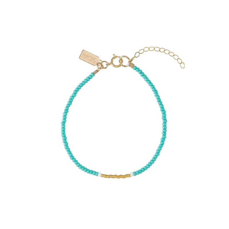 women gold bangles set -Endito Bracelet - TURQUOISE/WHITE/GOLD