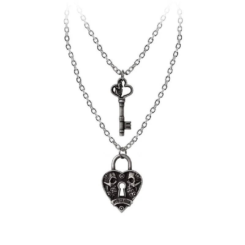 women matching necklaces -Key To Eternity Couples Pendant Necklaces by Alchemy Gothic