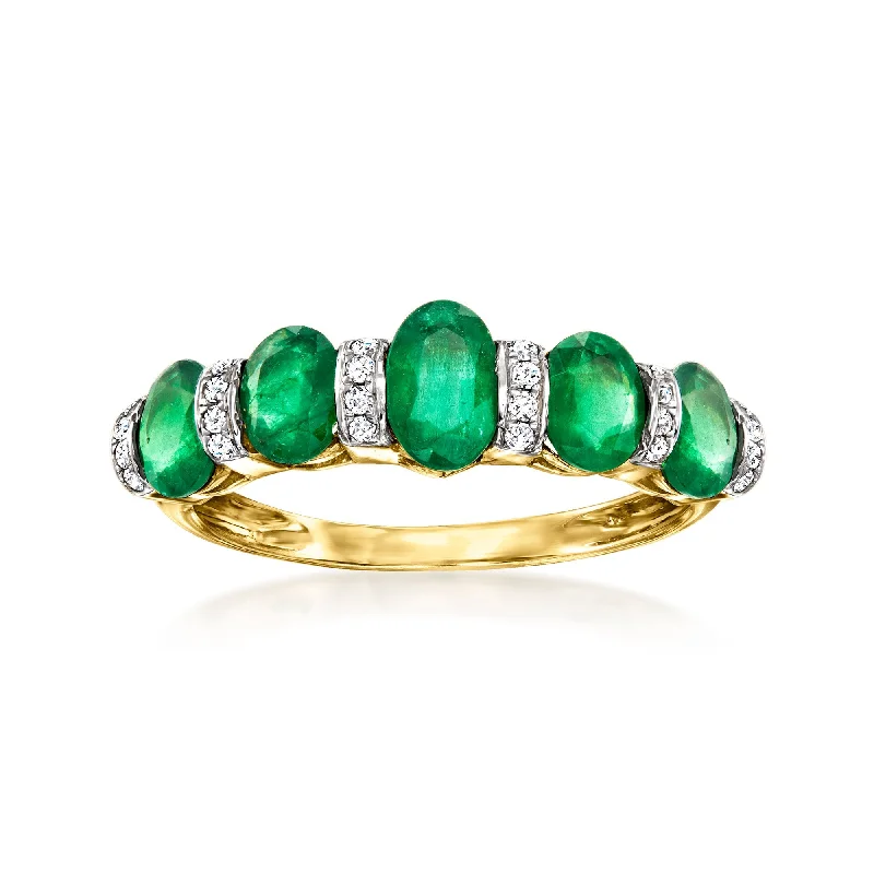 women pear-shaped engagement rings -Ross-Simons Emerald and . Diamond Ring in 14kt Yellow Gold