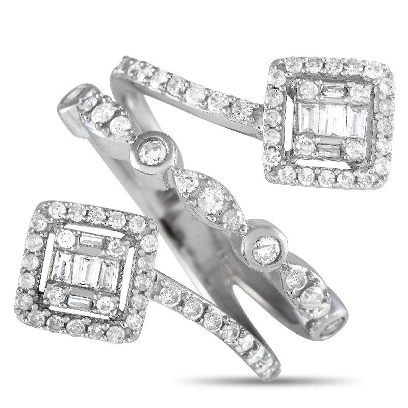 women affordable diamond engagement rings -LB Exclusive 14K White Gold 0.80ct Diamond Triple Band Ring RN31840