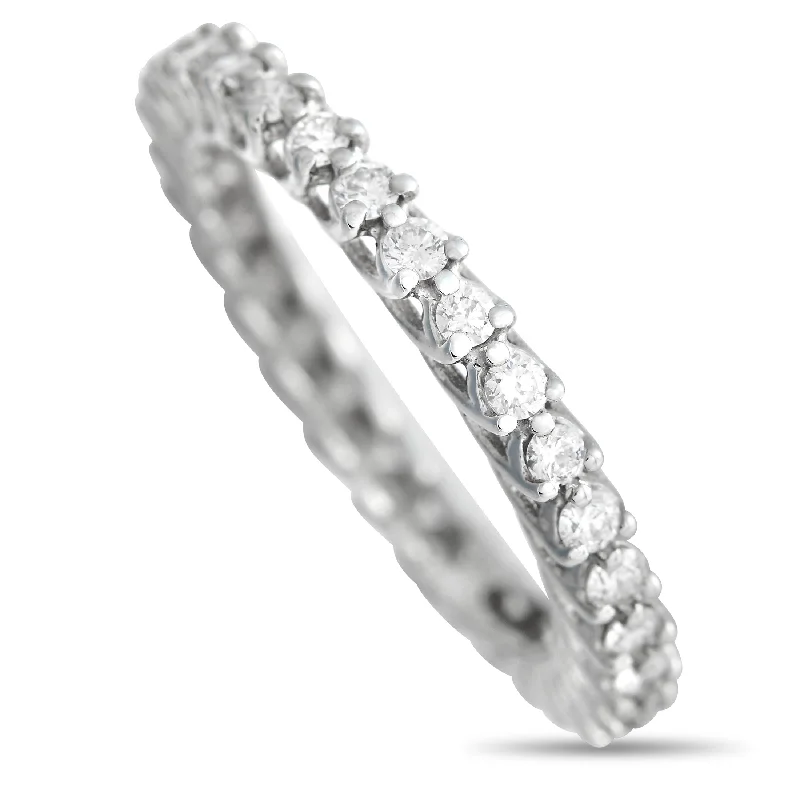 women square cut engagement rings -LB Exclusive 14K White Gold 0.80 ct Diamond Eternity Band Ring