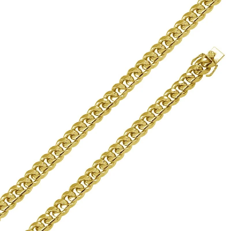 women twisted bracelets -Gold Plated 925 Sterling Silver Miami Cuban 450 Chain or Bracelet Box Lock 15.4mm - CH446 GP