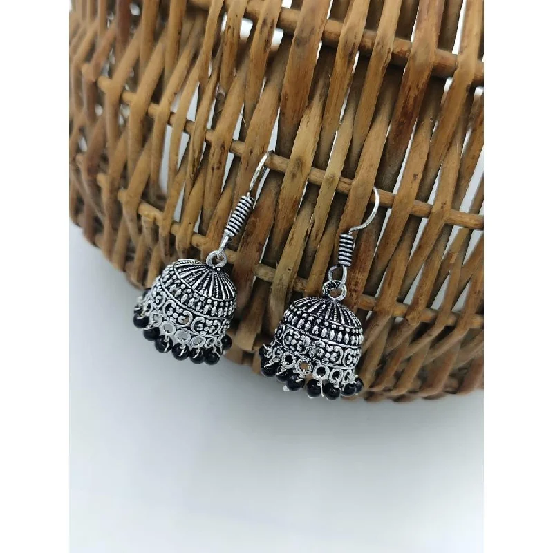 women gold-plated earrings -Akruti Collection Oxidised Plated Jhumki  Earrings