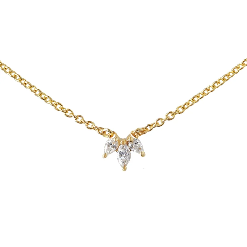 women luxury diamond necklaces -Marquise and Pear Diamonds Minimal Dainty Unique Necklace - Jenny ♥