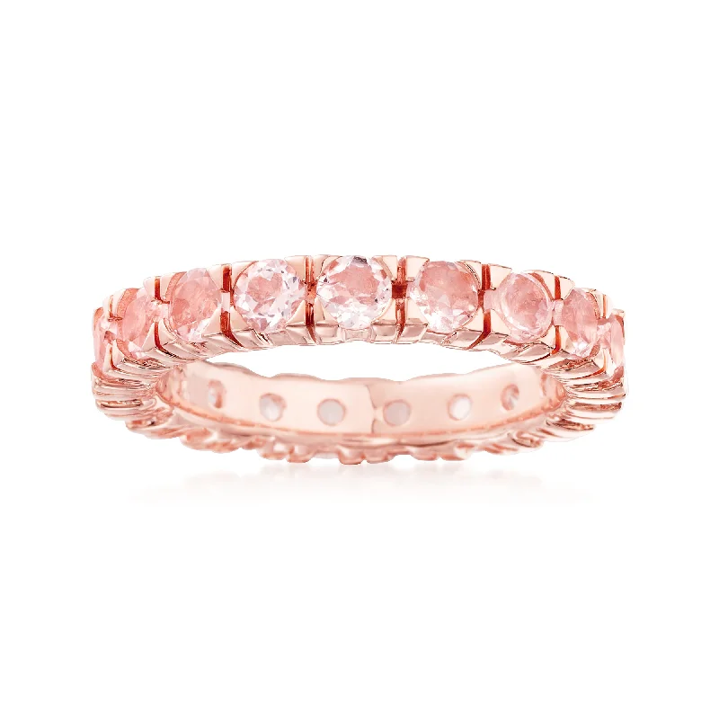 women luxury diamond engagement rings -Ross-Simons Morganite Eternity Band in 18kt Rose Gold Over Sterling