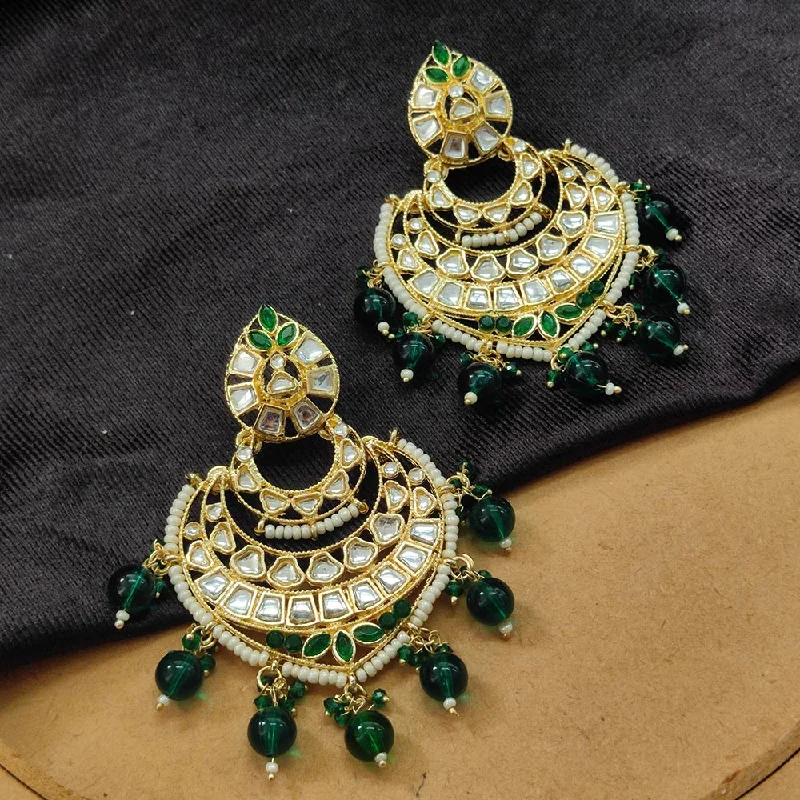 women drop stud earrings -Bhavi Jewels Gold Plated Kundan Stone And Beads Dangler Earrings