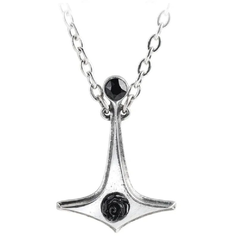 women silver necklaces -Thor's Rose Pendant Necklace by Alchemy Gothic