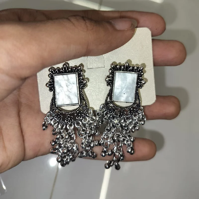 women vintage diamond earrings -Abhinandan Oxodised Plated Ghungroo Dangler Earrings