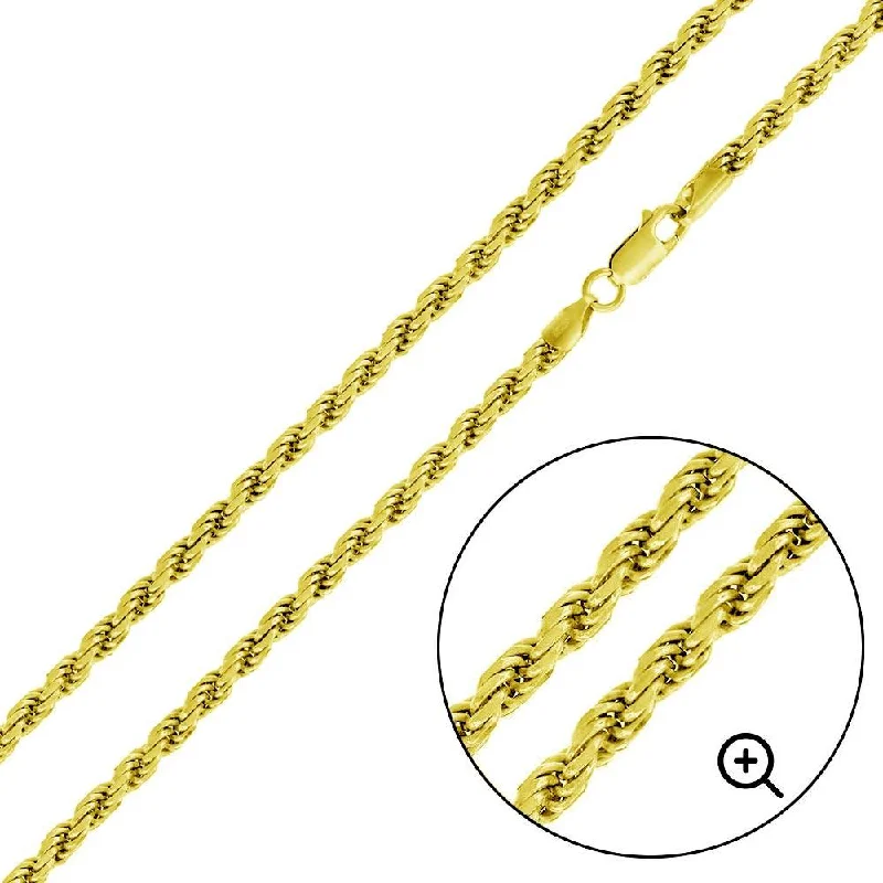 women twisted bracelets -Gold Plated 925 Sterling Silver Rope 080 Chain or Bracelet  3.8mm - CH394 GP