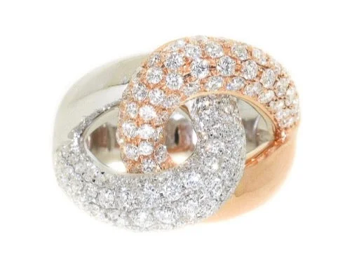 women eternity bands wedding rings -18kt Two Tone Diamond Twist Ring (2.33 ctw)