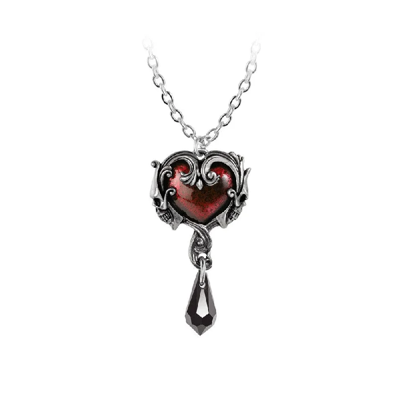 women engagement necklaces -Petite Affaire du Coeur Crystal Heart Necklace by Alchemy Gothic