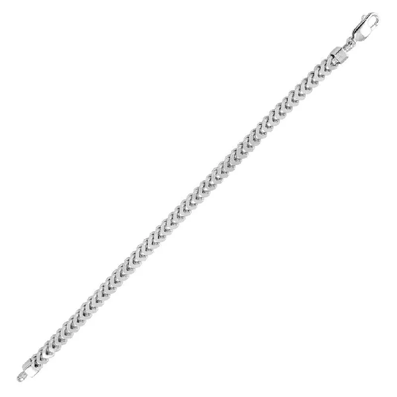 women adjustable charm bracelets -Rhodium Plated 925 Sterling Silver Franco Bracelet 5.75mm - CH427 RH BR