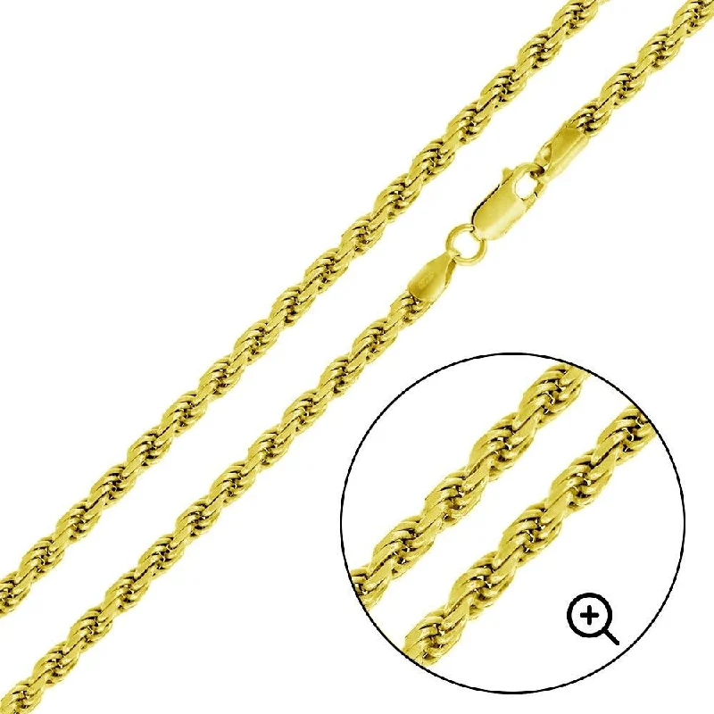 women gold bangles set -Gold Plated 925 Sterling Silver Rope 100 Chain or Bracelet 4.4mm - CH395 GP