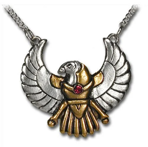 women casual necklaces -Horus Falcon Egyptian Pewter Pendant Necklace