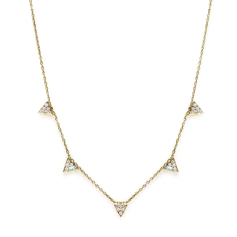 women custom necklaces -5 Small Pave Diamonds Triangles Necklace ♥