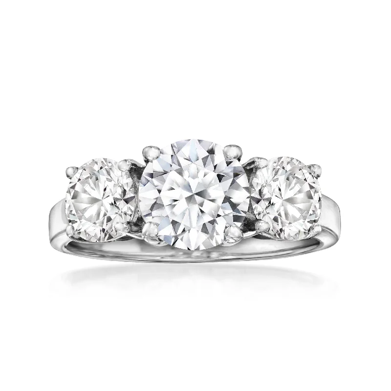 women antique engagement rings -Ross-Simons Lab-Grown Diamond 3-Stone Ring in 14kt White Gold