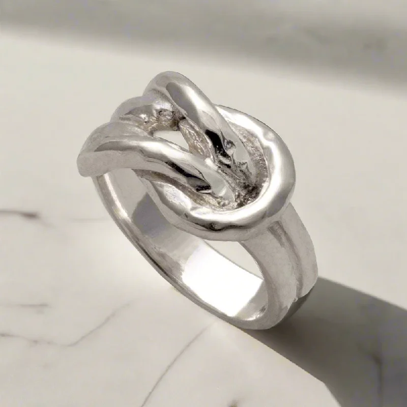 women designer rings -Love Knot Ring in Sterling Silver (DT-130)