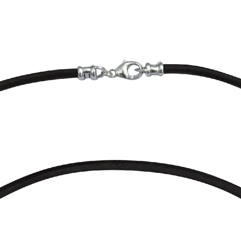 women vintage charm necklaces -Sterling Silver 3mm Thick Black Leather Cord Necklace