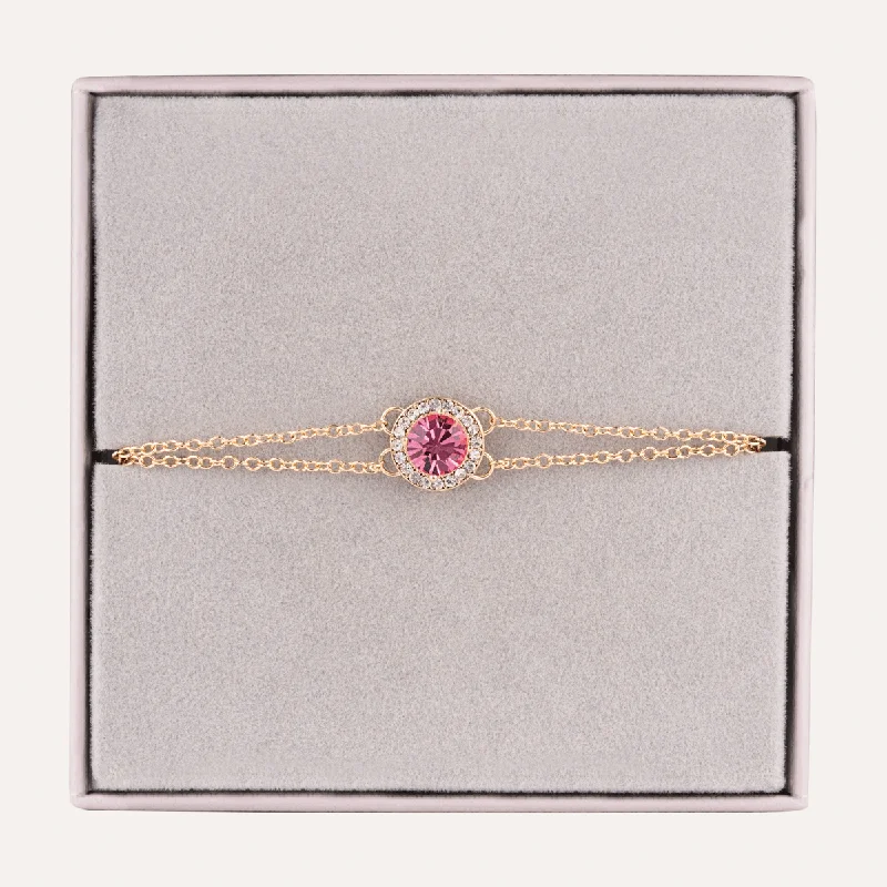 women gold link bracelets -October Tourmaline-Colour Birthstone Clasp Bracelet In Gold-Tone