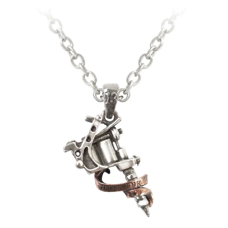 women luxury diamond necklaces -Tattoo Gun Pendant Necklace by Alchemy Gothic