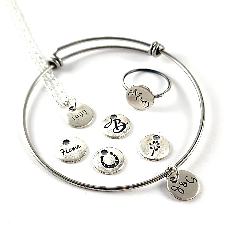 women layered necklaces -90% Silver Custom Engraved Quarter Punch Out Jewelry - Necklace, Bracelet or Stacking Ring