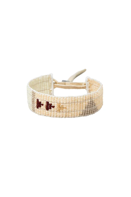 women bracelet bangles sets -Narrow Pembetatu Warrior Bracelet - PINK/OFF WHITE/BURGUNDY