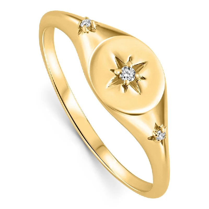 women luxury engagement rings -Diamond Starburst Stackable Ring 18k Yellow Gold Size: 7