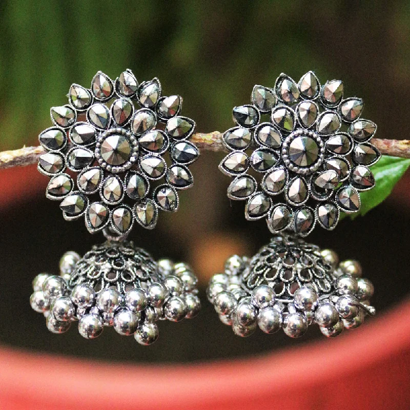 women butterfly stud earrings -H K Fashion Oxidised Plated Jhumki Earrings