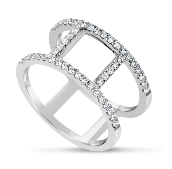 women round diamond rings -18kt White Gold Diamond Open Concept Fashion Ring (.40 ctw)