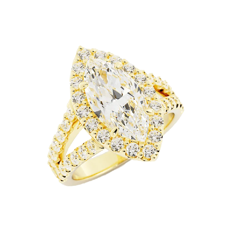 women cushion diamond rings -2.5 Carat Marquise Cut Moissanite Engagement Ring 14k Yellow Gold