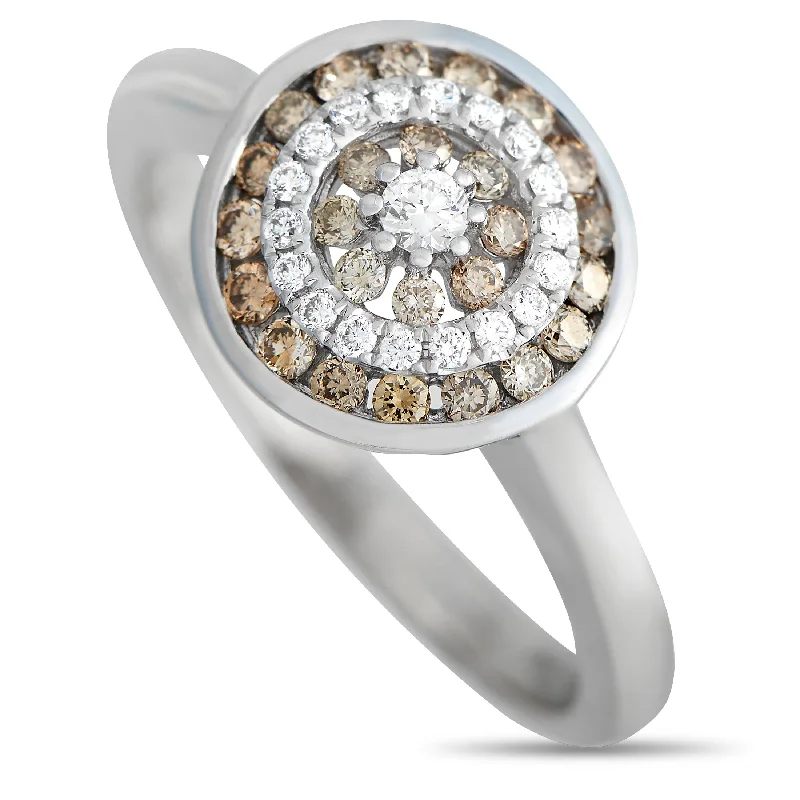 women diamond-accent engagement rings -Piero Milano 18K White Gold 0.39ct Brown and White Diamond Ring