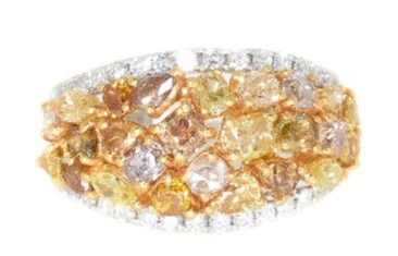 women affordable engagement rings -18kt Two Tone Yellow Diamond Fashion Ring