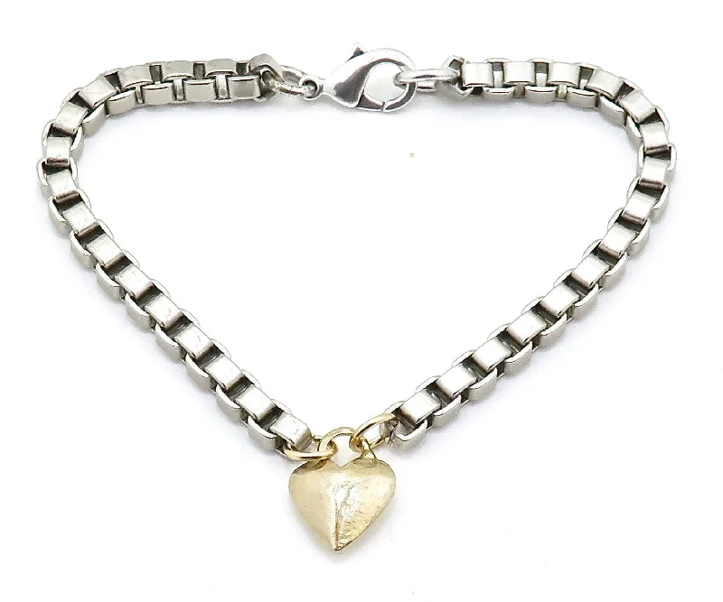 women luxury cuff bracelets -Box Chain Heart Bracelet