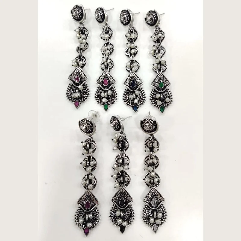 women butterfly earrings -Kavita Art Oxidised Plated Crystal Stone Pearl Dangler Earrings