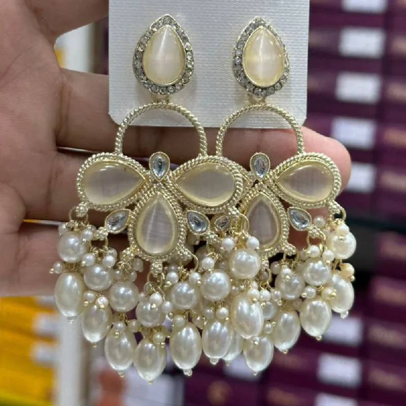 women chunky gold earrings -Kavita Art Gold Plated Pearls Dangler Earrings