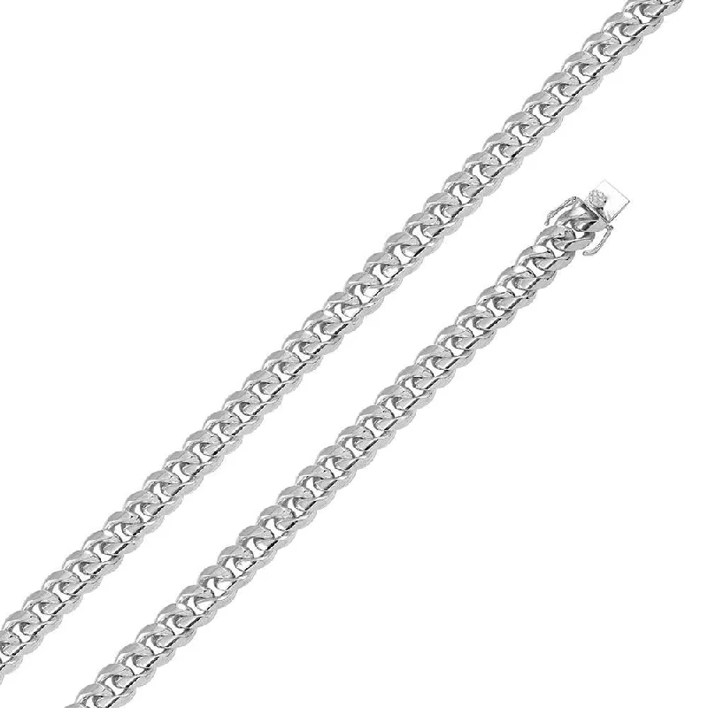 women chunky gold bracelets -Rhodium Plated 925 Sterling Silver Miami Cuban Chain or Bracelet 10.8mm Box Lock - CH435 RH