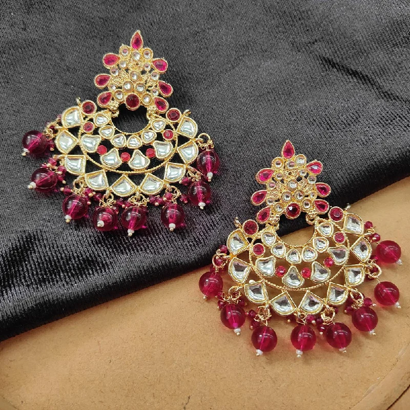 women hoop earrings -Bhavi Jewels Gold Plated Kundan Stone And Beads Dangler Earrings