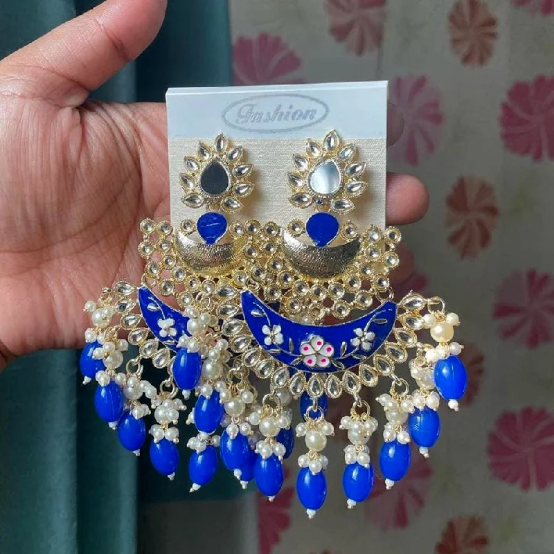 women long earrings -Manisha Jewellery Gold Plated  Meenakari Dangler Earrings