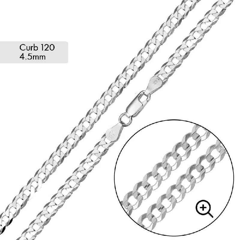 women wide cuff bracelets -Curb 120 Chain or Bracelet 4.5mm - CH617