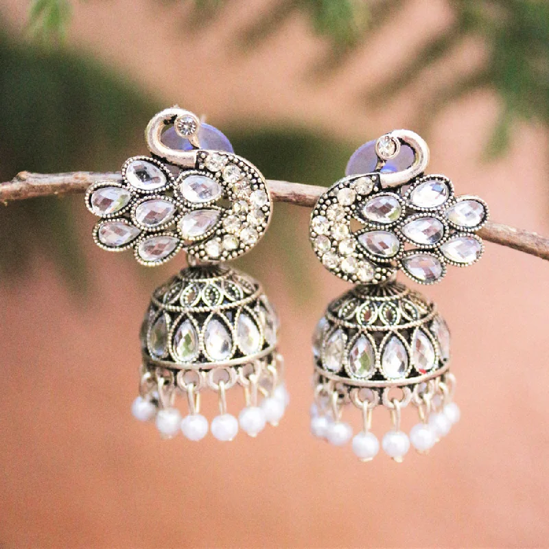 women dainty earrings -H K Fashion Oxidised Plated Jhumki Earrings