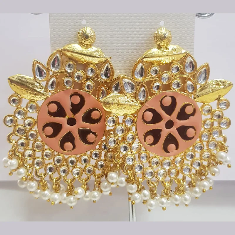 women chandelier earrings -Shreeji Gold Plated Meenakari Dangler Earrings