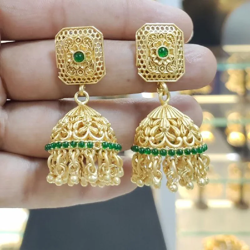 women stud earrings -Manisha Jewellery Gold  Plated Pota Stone And Pearls Jhumki Earrings