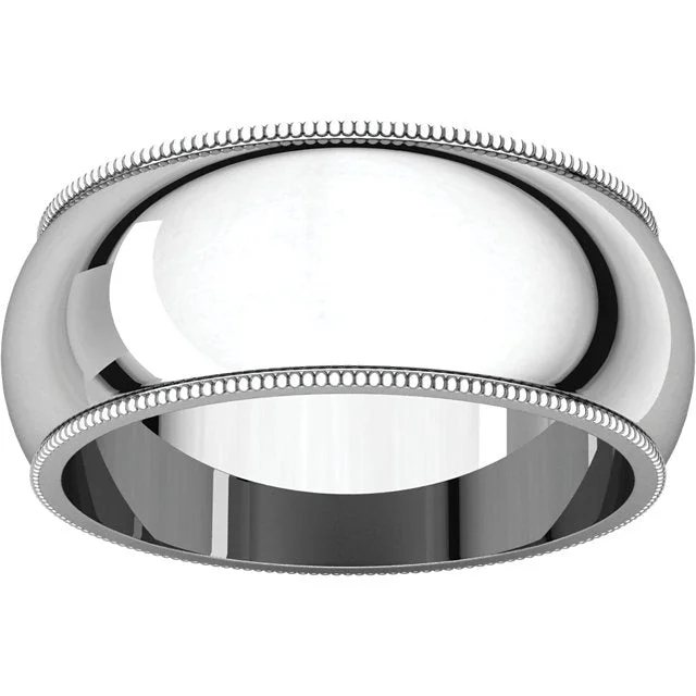 women stackable wedding engagement rings -10mm Platinum Milgrain Wedding Band