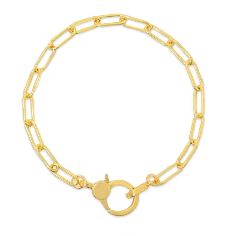 women friendship bracelets -Gold Vermeil Paperclip Chain Charm Holder Bracelet