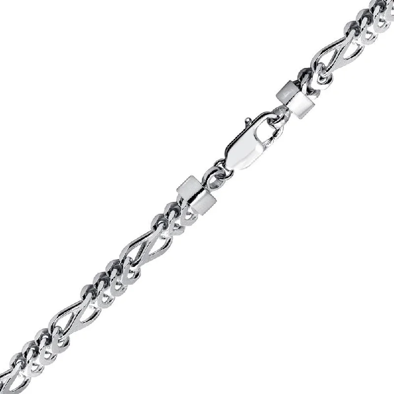 women large bangles -Rhodium Plated 925 Sterling Silver Figaro Franco Bracelet 5.8mm - CH947 RH