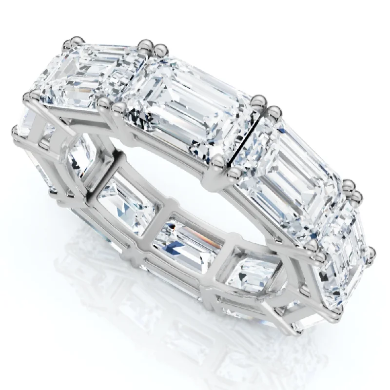 women luxury engagement rings -10Ct Emerald Cut Diamond Eternity Ring East West Set 14k White Gold Lab Grown