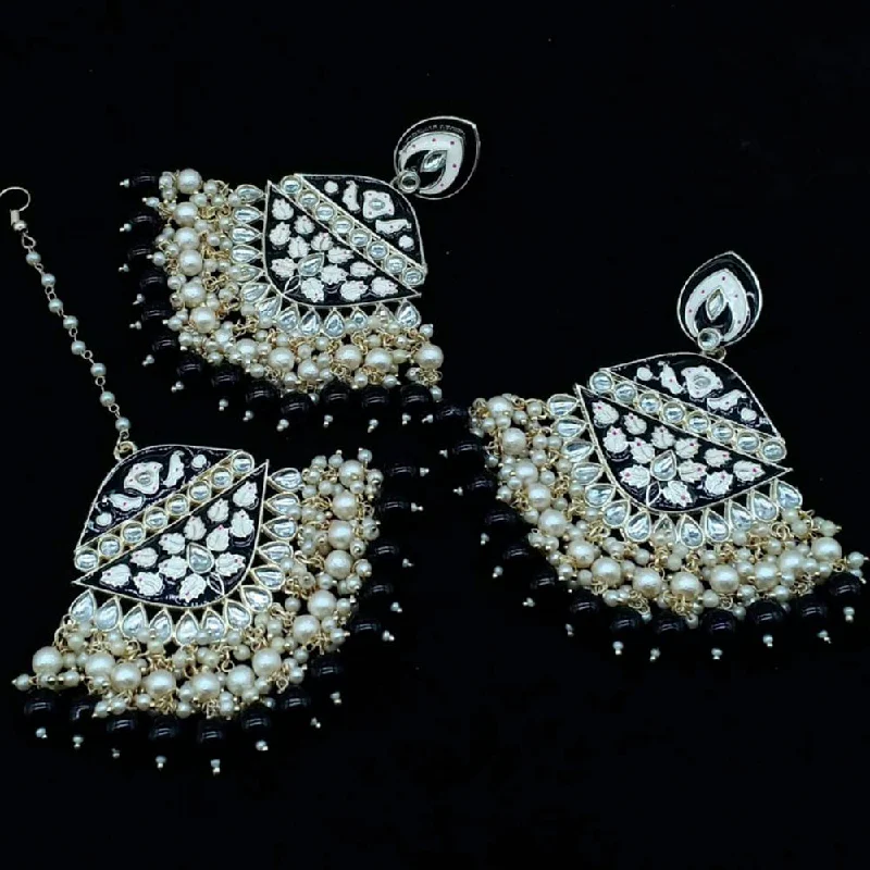 women fashion earrings -Bhavi Jewels Meenakari And Kundan Kanchain Earrings